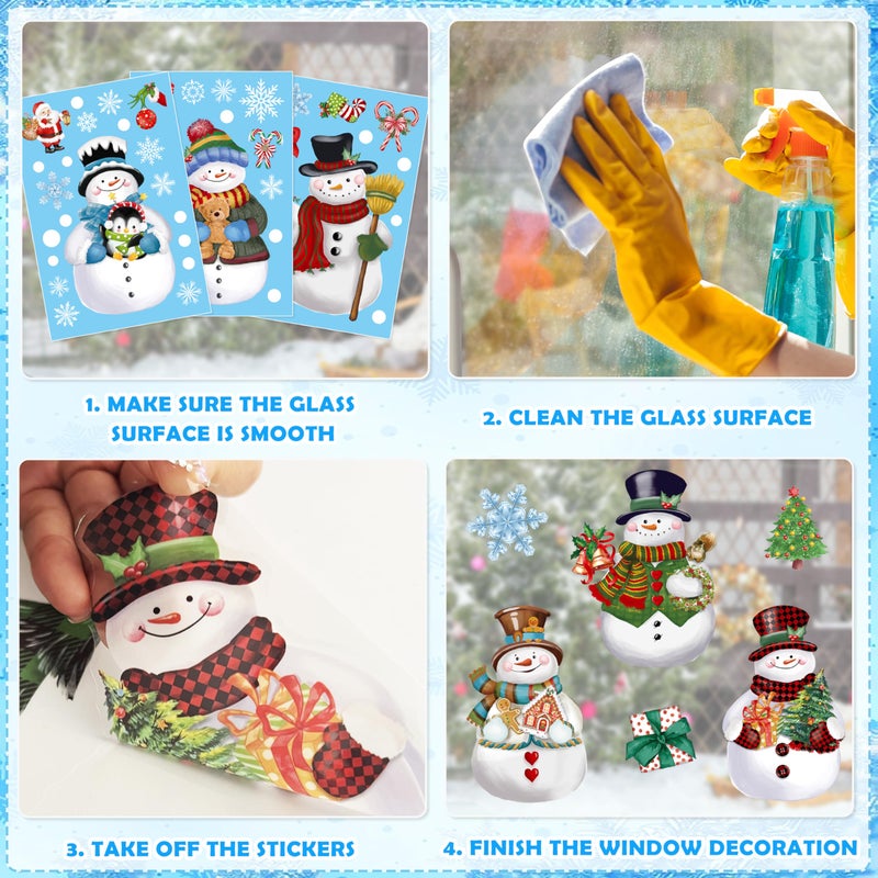 BORAMDO Christmas Window Clings 14 Sheets  Christmas Snowman Snowflake Window Decals Stickers  Removable Christmas Window Decorations for Glass Windows Xmas Holiday Home Office Decor 12 Styles - Image 4