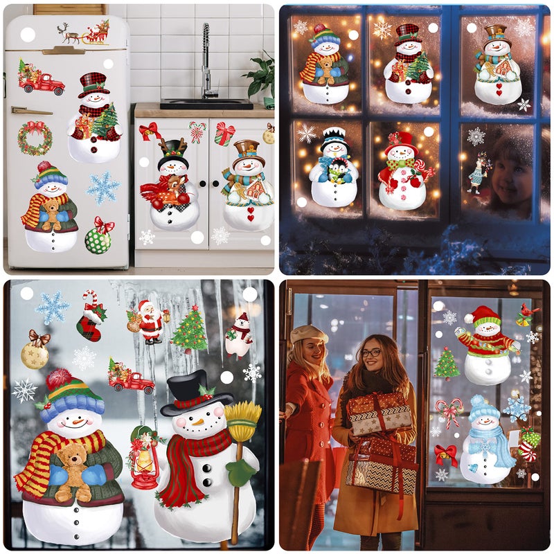 BORAMDO Christmas Window Clings 14 Sheets  Christmas Snowman Snowflake Window Decals Stickers  Removable Christmas Window Decorations for Glass Windows Xmas Holiday Home Office Decor 12 Styles - Image 5
