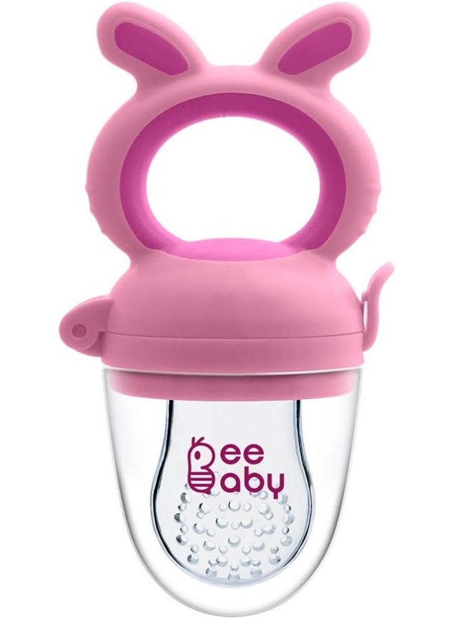 BeeBaby Chewy Silicone Food & Fruit Nibbler for Babies, BPA Free Fruit Feeder Pacifier with Extra Silicone Mesh (Chewy - Pink) - Image 1