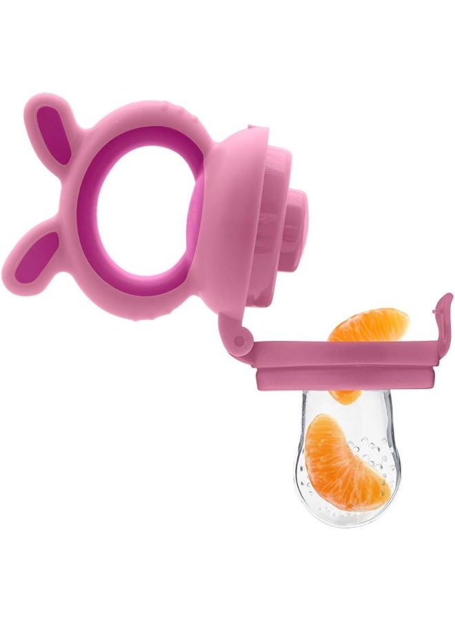 BeeBaby Chewy Silicone Food & Fruit Nibbler for Babies, BPA Free Fruit Feeder Pacifier with Extra Silicone Mesh (Chewy - Pink) - Image 2