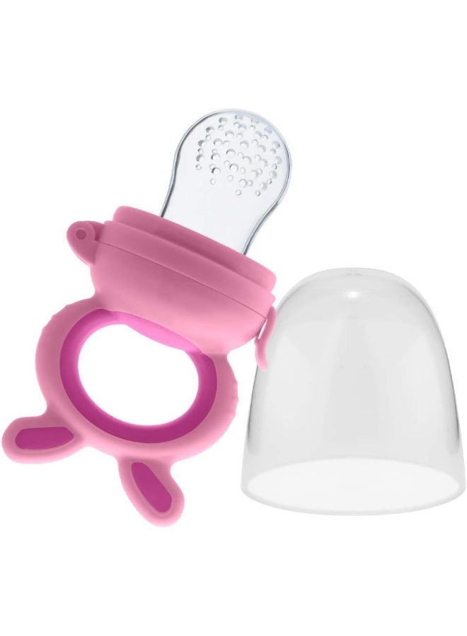 BeeBaby Chewy Silicone Food & Fruit Nibbler for Babies, BPA Free Fruit Feeder Pacifier with Extra Silicone Mesh (Chewy - Pink) - Image 3