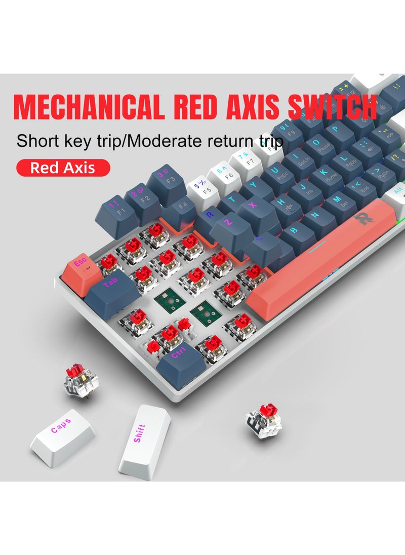 Rock Pow - ROCK POW 60% Mechanical Gaming Keyboard, 61keys RGB Backlit Ultra-Compact Mini Keyboard, Waterproof Mini Compact Keyboard for PC/Mac Gamer, Typist,Trip Hot Swappable Red Switch - Image 1