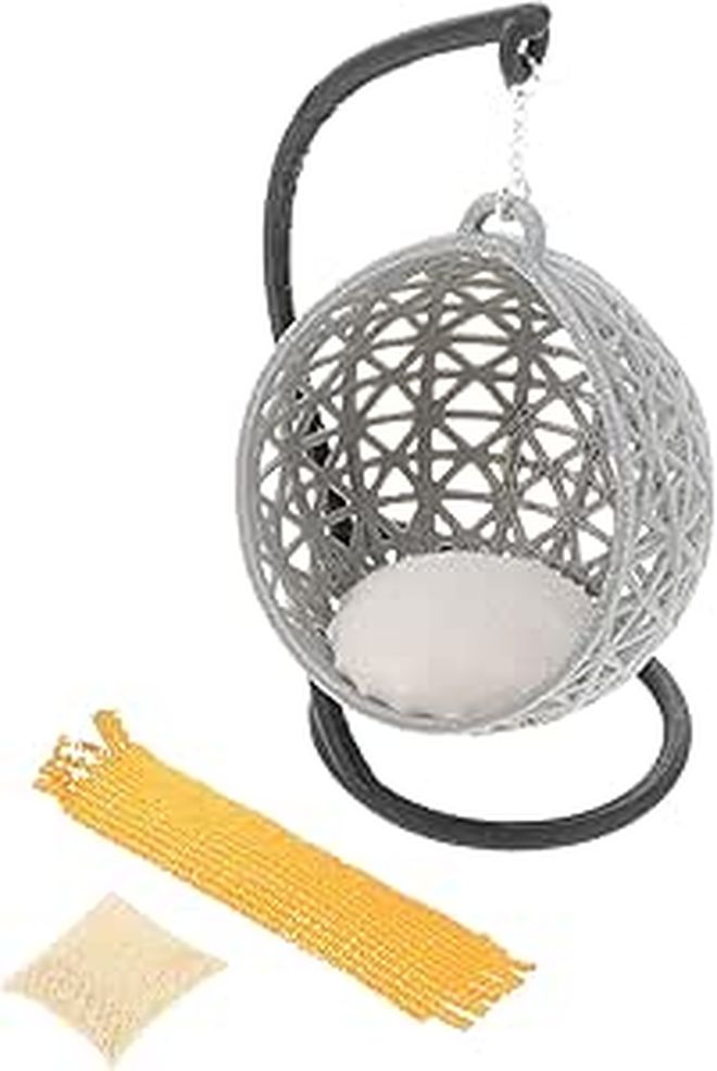 Hanging Chair For Dollhouse Interactive Miniature Doll Accessory Blue - Image 1