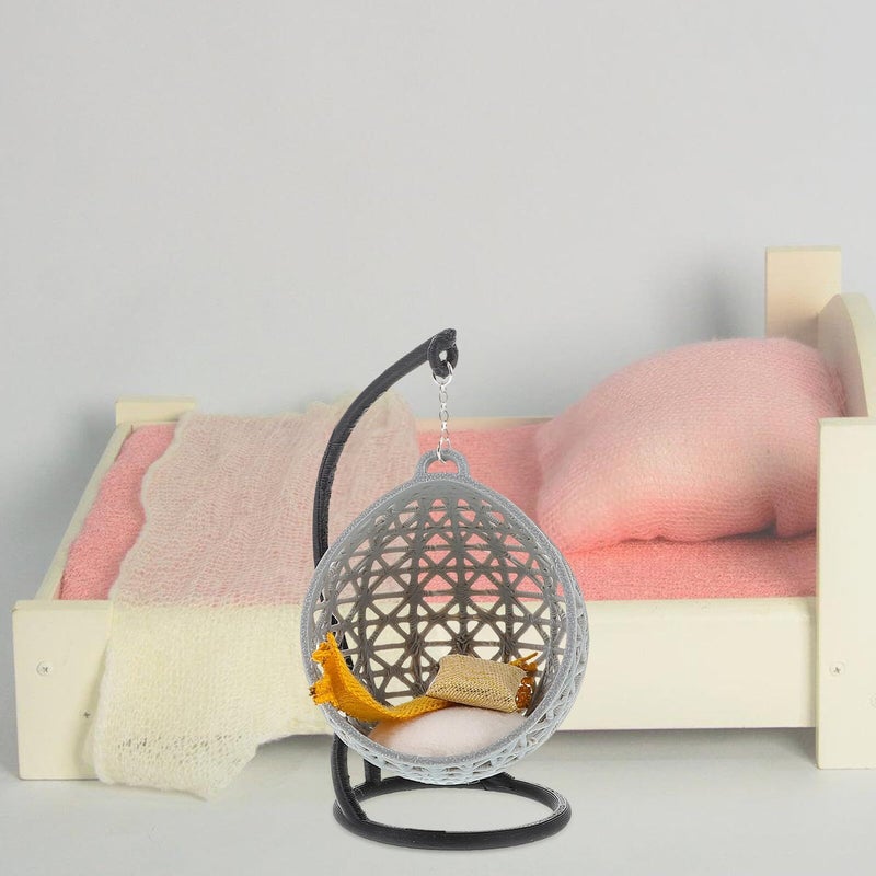 Hanging Chair For Dollhouse Interactive Miniature Doll Accessory Blue - Image 5
