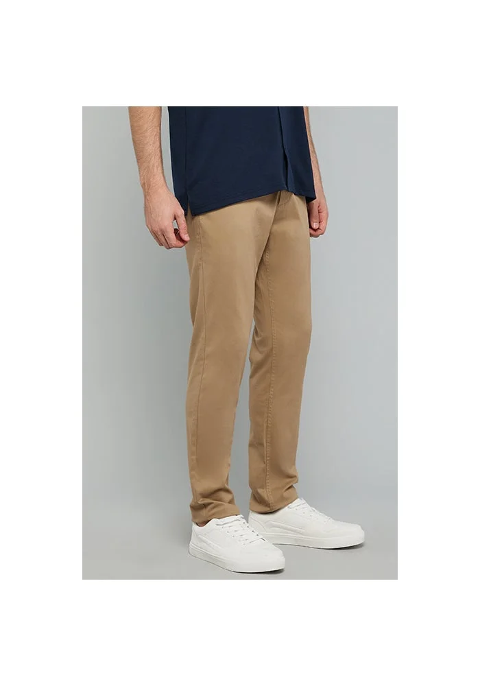 R&b  Solid Slim Fit Pants with Button Closure for Men | Best Price UAE