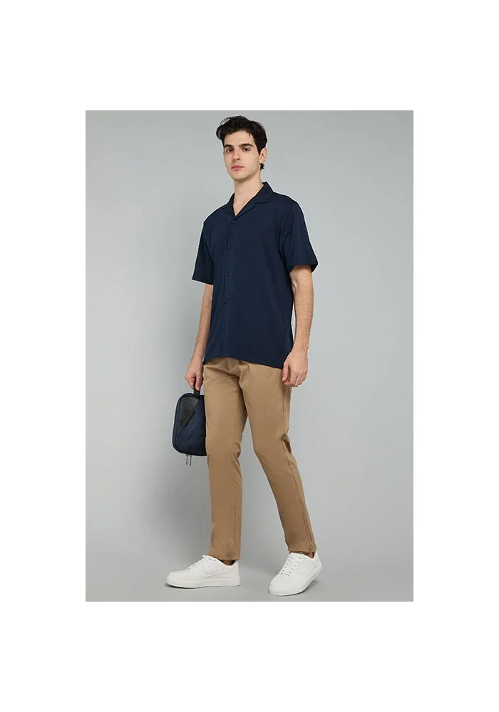 أر أند بي Solid Slim Fit Pants with Button Closure