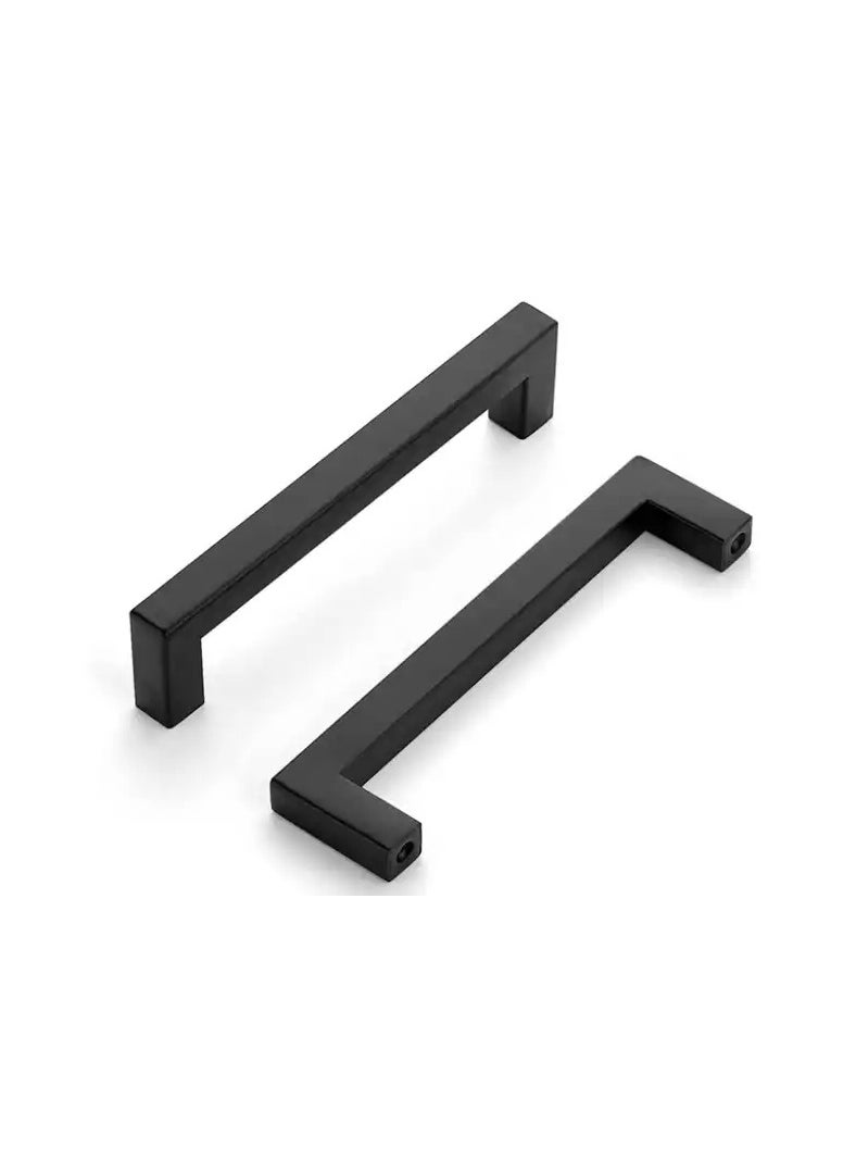 FIRST PRO Cabinet Pulls Matte Black  Cabinet Handles Square Drawer Pulls Hole To Hole 128mm and Full Length 140mm | Stainless Steel Kitchen Door Cupboard Cabinet Handles Drawer Hardware Handles  - Image 3