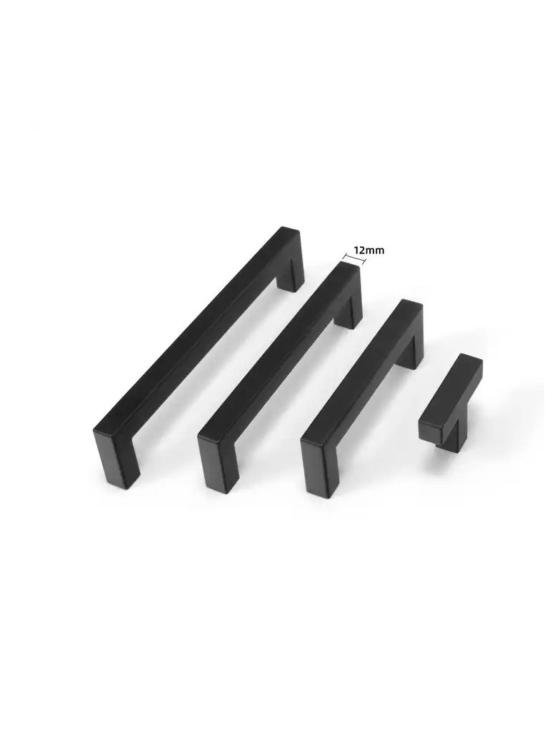 FIRST PRO Cabinet Pulls Matte Black  Cabinet Handles Square Drawer Pulls Hole To Hole 128mm and Full Length 140mm | Stainless Steel Kitchen Door Cupboard Cabinet Handles Drawer Hardware Handles  - Image 4