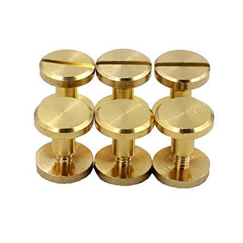 DGOL 50 Pairs Brass Backscrews Golden Leather Fasteners Sturdy Binding Rivets Belt Strap Collar Back Screws PU Studs Length (0.237 inch (6mm)) - Image 2