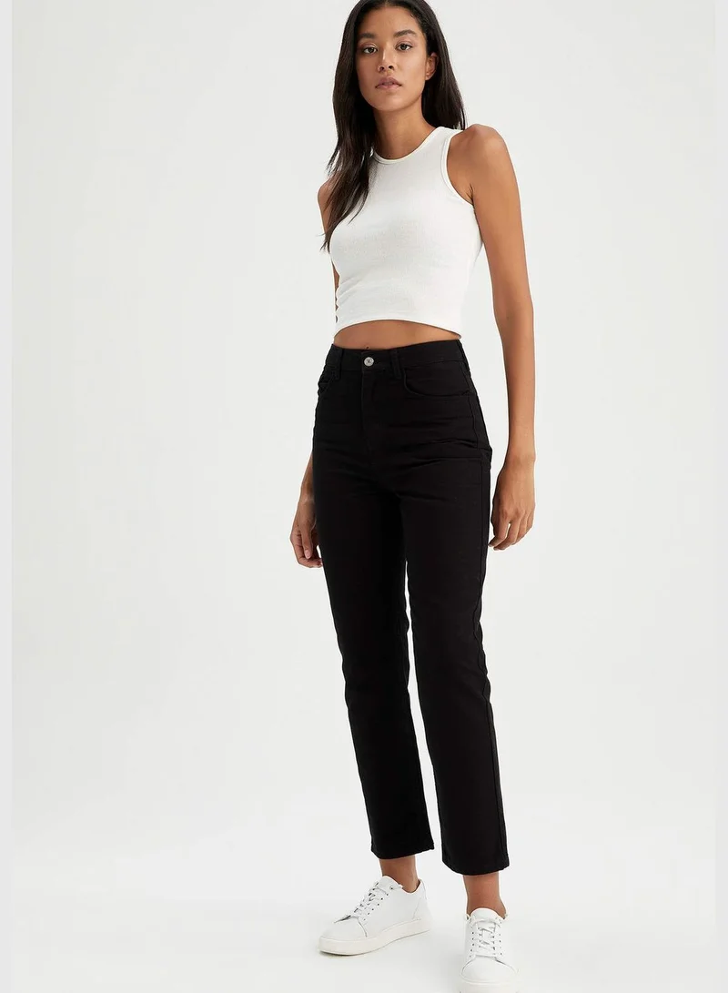 DeFacto Ankle Length High Waist Straight Cut Trousers