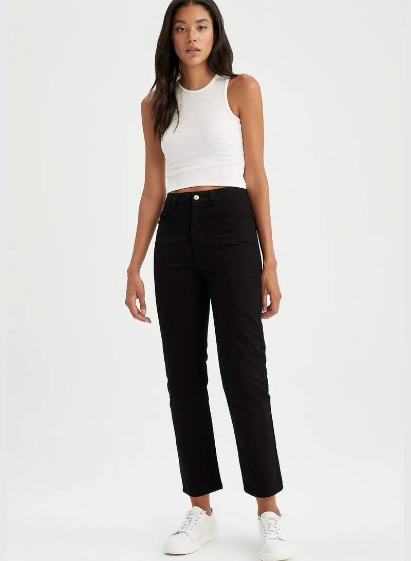 DeFacto Ankle Length High Waist Straight Cut Trousers