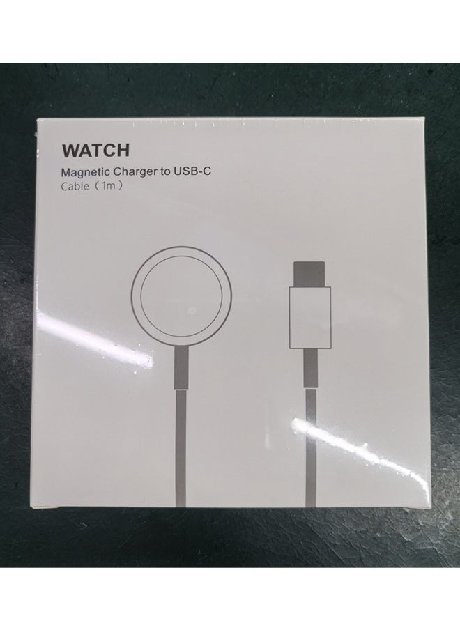 اتش واي - شاحن ساعة أبل مطور ، شاحن ساعة آيفون ، شاحن ساعة سريع مغناطيسي iWatch USB C ، متوافق مع Apple Watch Series Ultra2 / Ultra / SE2 / 9/8/7/6/5/4/3/2/1 / SE (1 متر) أبيض - Image 1