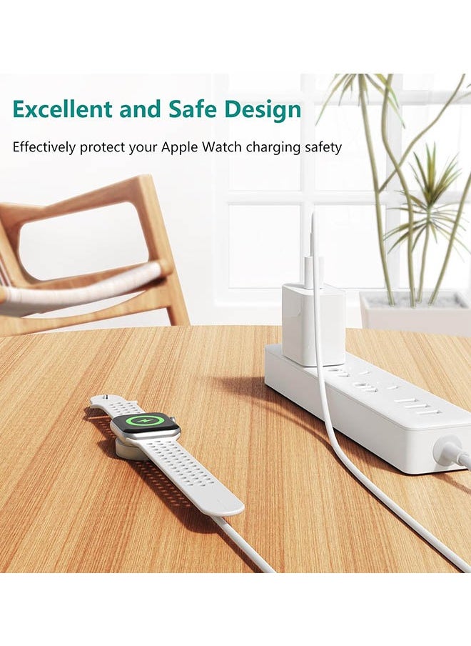 اتش واي شاحن ساعة أبل مطور ، شاحن ساعة آيفون ، شاحن ساعة سريع مغناطيسي iWatch USB C ، متوافق مع Apple Watch Series Ultra2 / Ultra / SE2 / 9/8/7/6/5/4/3/2/1 / SE (1 متر) أبيض  - Image 2