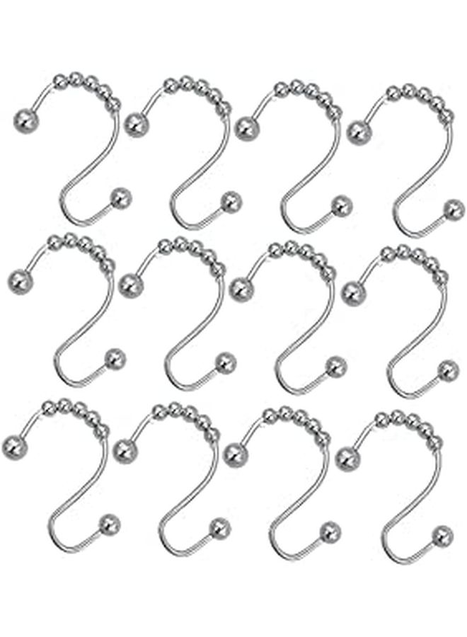 12 Metal Shower Curtain Hooks With Beads For Bathroom - Image 1