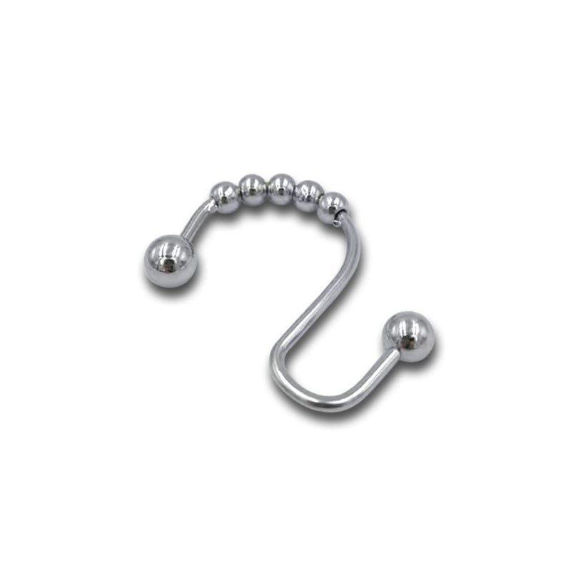12 Metal Shower Curtain Hooks With Beads For Bathroom - Image 3