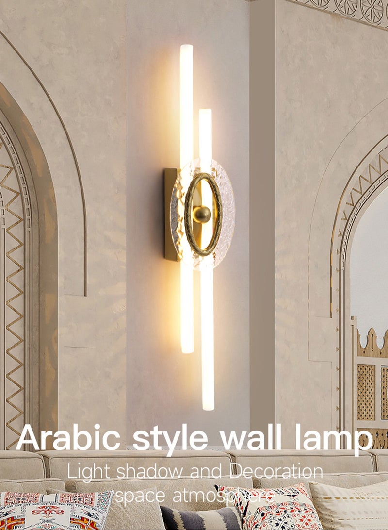 LOOPITYS LED wall light,wall lamp,bracket light (60CM, gold, 3000K warm light), Arabic style transparent glass lampshade modern living room wall light, long bedroom wall hanging light, corridor wall light decoration - Image 2