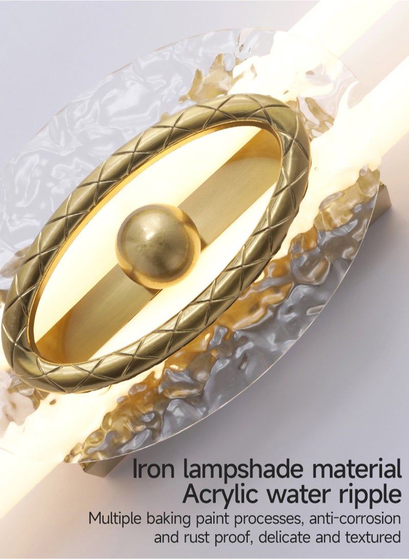 LOOPITYS LED wall light,wall lamp,bracket light (60CM, gold, 3000K warm light), Arabic style transparent glass lampshade modern living room wall light, long bedroom wall hanging light, corridor wall light decoration - Image 4