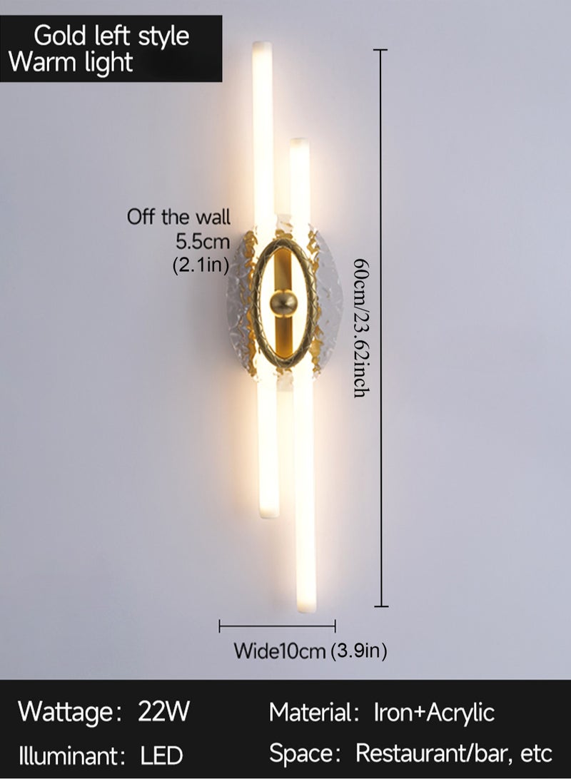 LOOPITYS LED wall light,wall lamp,bracket light (60CM, gold, 3000K warm light), Arabic style transparent glass lampshade modern living room wall light, long bedroom wall hanging light, corridor wall light decoration - Image 5