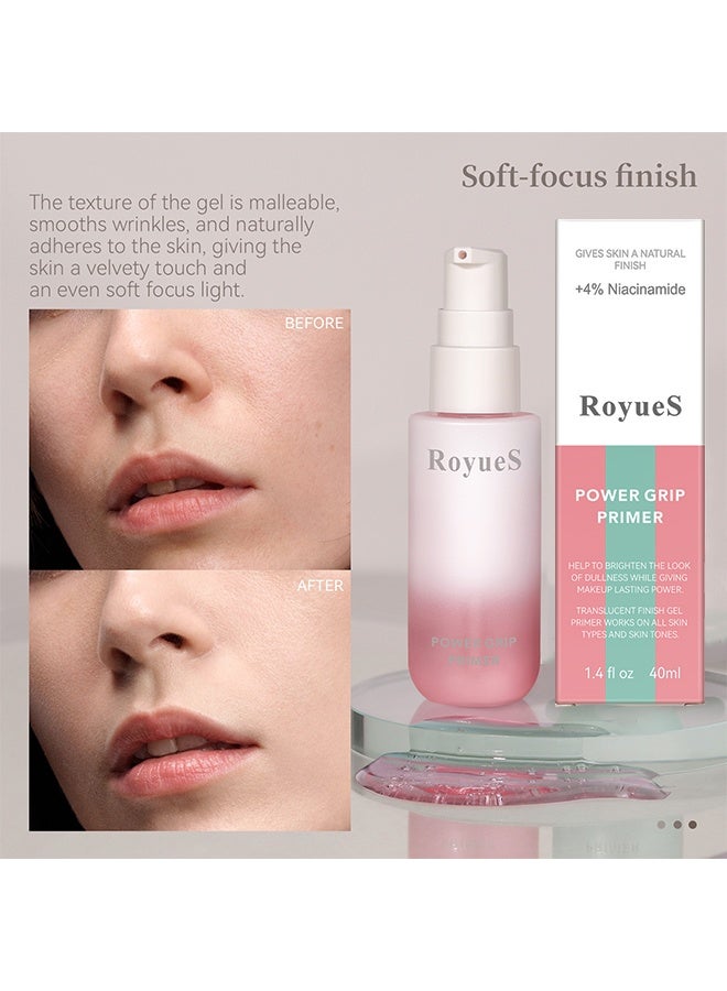 RoyueS Power-grip Primer, Long-Lasting Hydrating Face Primer, Evens Skin & Brightens, Moisturizes Primes, Primer Face Makeup, Soft-Focus Finish, Makeup Primer for Flawless Gel-Based, # Pink - Image 4