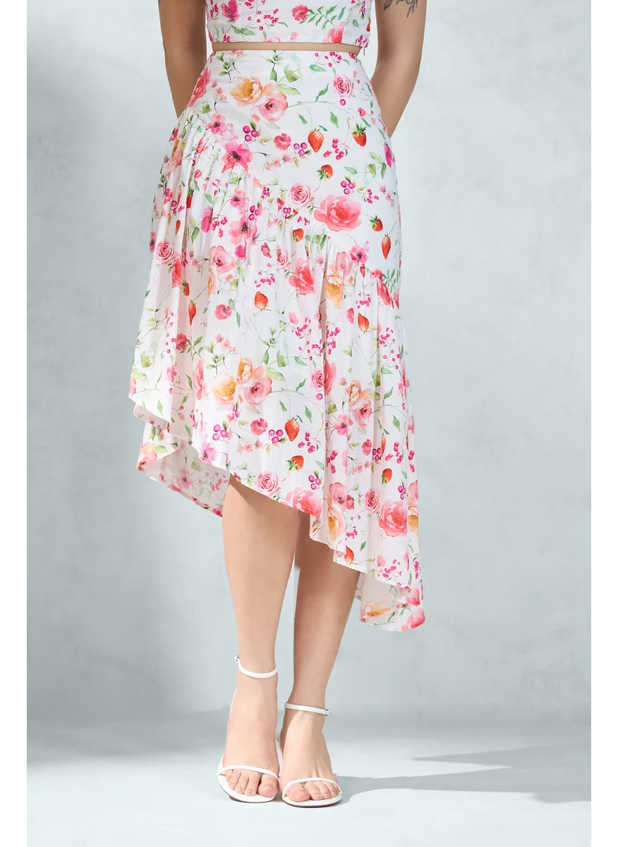 Virgio Virgio Women Cotton Midi Length Floral Skirt