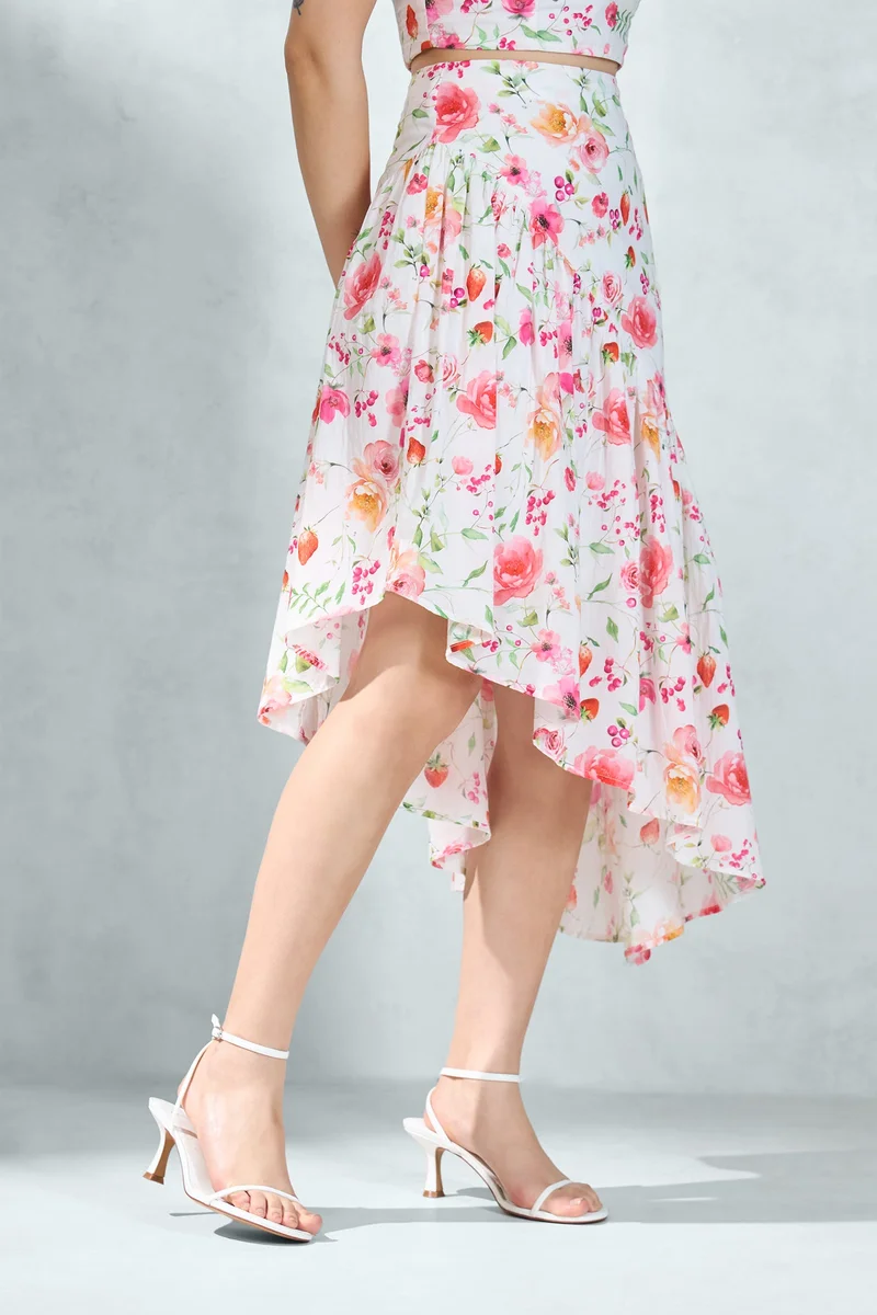 Virgio Virgio Women Cotton Midi Length Floral Skirt