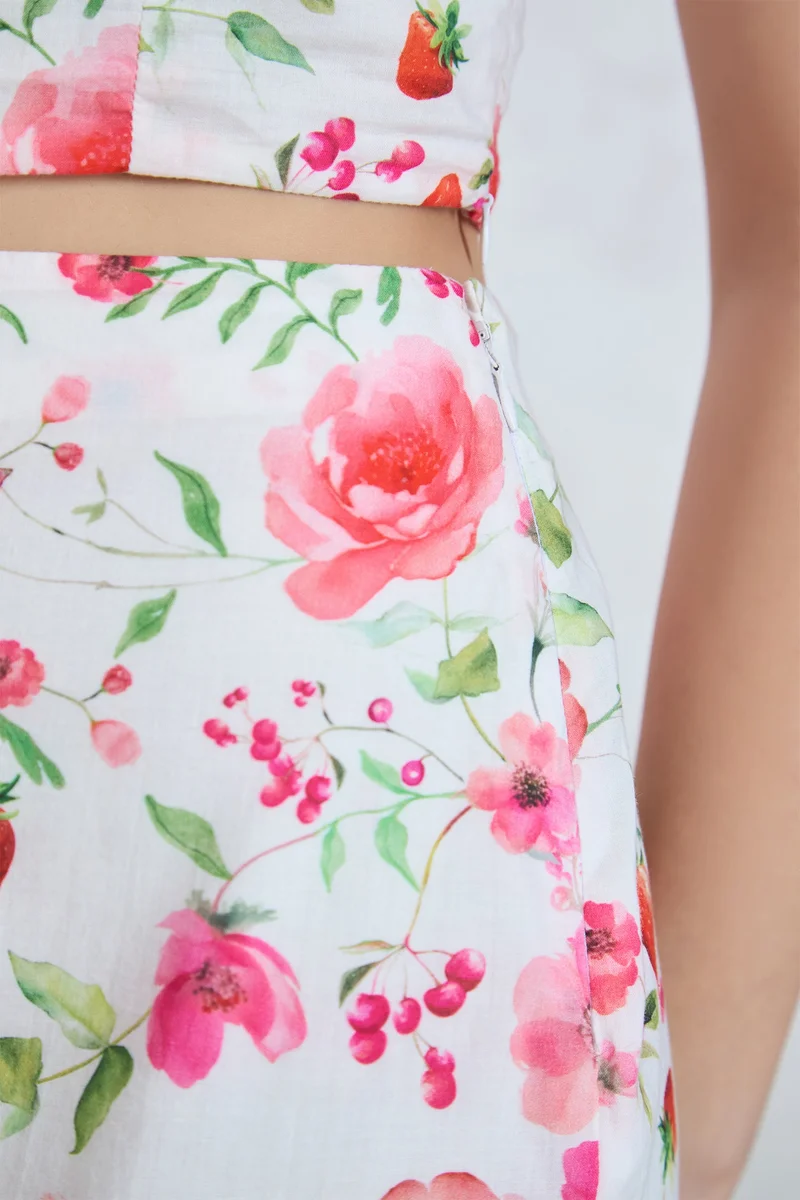 Virgio Virgio Women Cotton Midi Length Floral Skirt