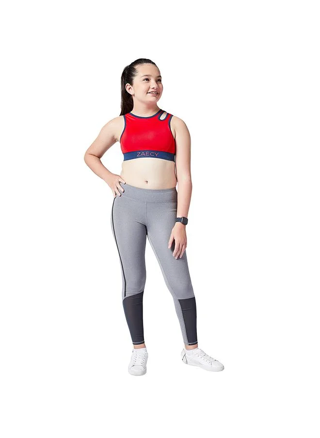 ZAECY Girl's Mid-Rise Power-Mesh Reflective-Leggings