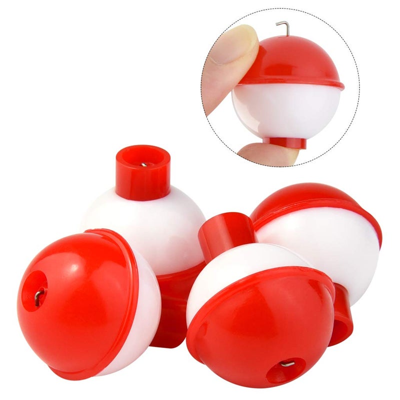 Bskifnn 100 PCS Round Fishing Bobbers 1 Inch Float Bobbers Push Button - Red and White ABS Material (100) - Image 3