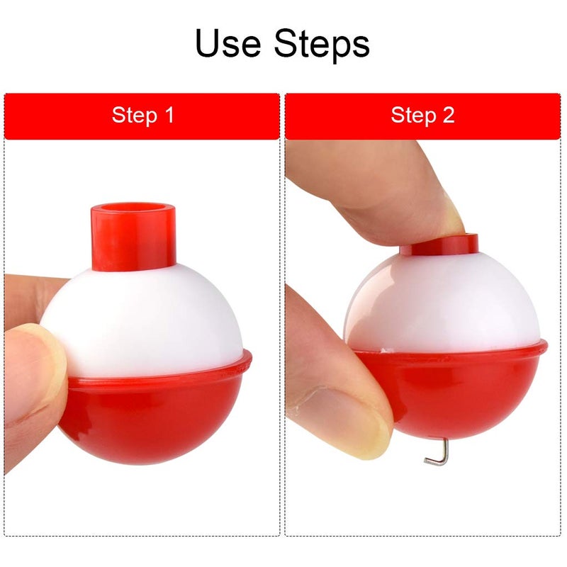 Bskifnn 100 PCS Round Fishing Bobbers 1 Inch Float Bobbers Push Button - Red and White ABS Material (100) - Image 4