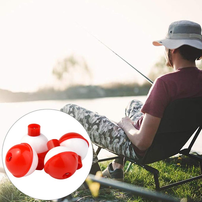 Bskifnn 100 PCS Round Fishing Bobbers 1 Inch Float Bobbers Push Button - Red and White ABS Material (100) - Image 5