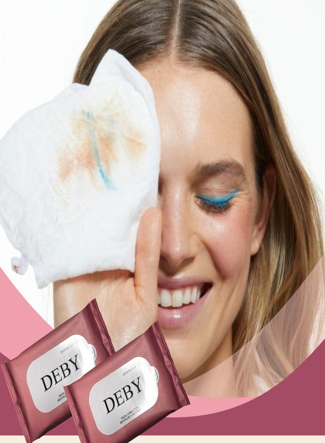 DEBY Facial Wipes | Soft and Gentle Cleansing Wipes for Face | Makeup Removal and Daily Refresh | Suitable for All Skin Types | Pre-Moistened | Pink | Chamomile | 150 X 200 MM | Pack of 2 - Image 2