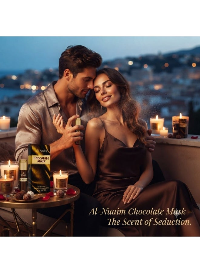 Al Nuaim Chocolate Musk Eau de Parfum Spray Unisex 10ml | Long Lasting Sweet Chocolate Gourmand Musk Fragrance Mini Perfume | Warm Vanilla Cocoa Amber Scent for Men & Women | Travel Size Pocket Vaporisateur - Image 2