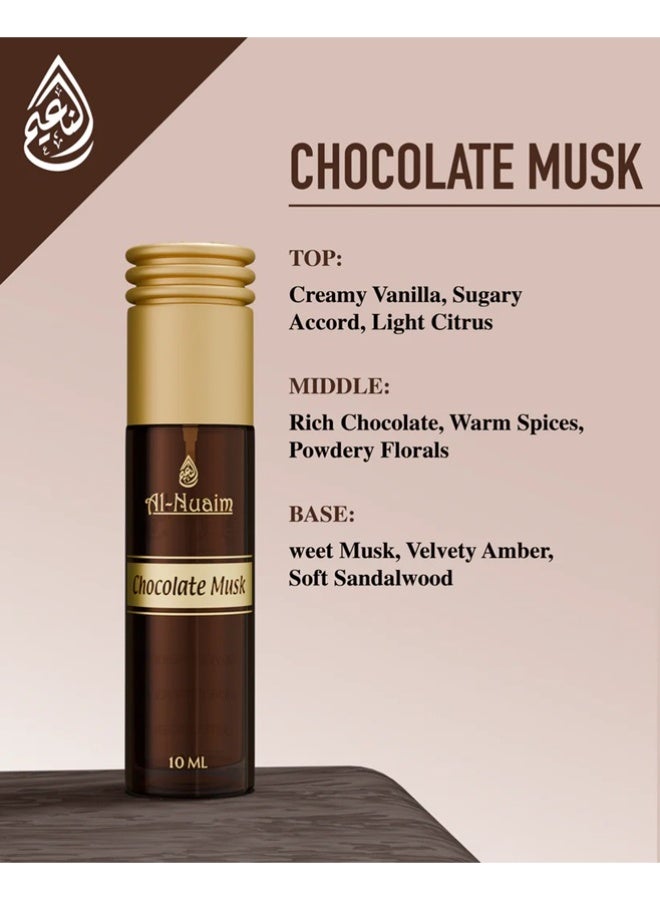 Al Nuaim Chocolate Musk Eau de Parfum Spray Unisex 10ml | Long Lasting Sweet Chocolate Gourmand Musk Fragrance Mini Perfume | Warm Vanilla Cocoa Amber Scent for Men & Women | Travel Size Pocket Vaporisateur - Image 3