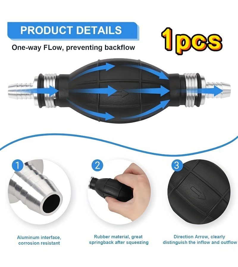 1 Black Rubber Marine Fuel Pump 1mm Manual Outboard Motor Line Primer Bulb For Gasoline Diesel Water - Image 4