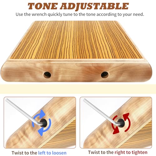 AKLOT Cajon,12 * 9.4 * 1.7'' Portable Box Drum, ZebraWood Percussion Box Beat Box W/Cajones Internal Adjustable Snares Strings,Wrench,Hand Drum Carring Bag - Image 4