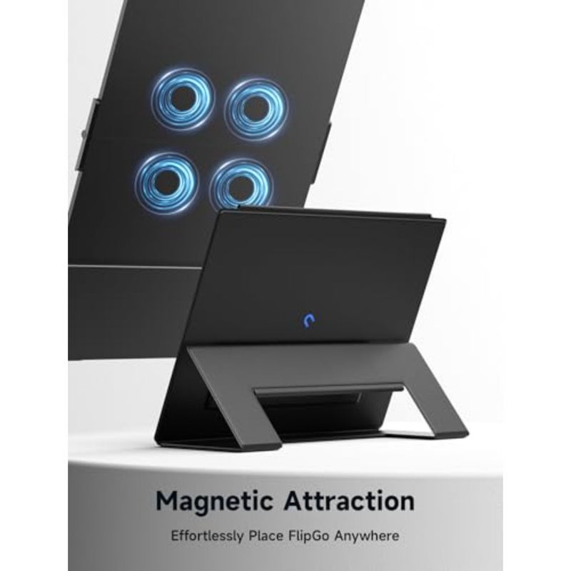 Leather Stand for FlipGo 16 Portable Monitor: premium genuine leather, black, adjustable angle and built-in cable management - Image 3