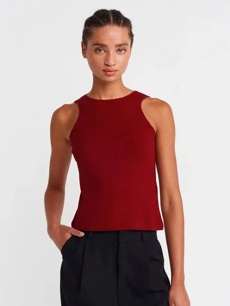 ديلفين Dilvin Fitted Ribbed Sleeveless Blouse