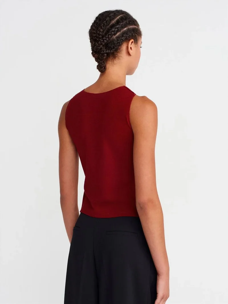ديلفين Dilvin Fitted Ribbed Sleeveless Blouse