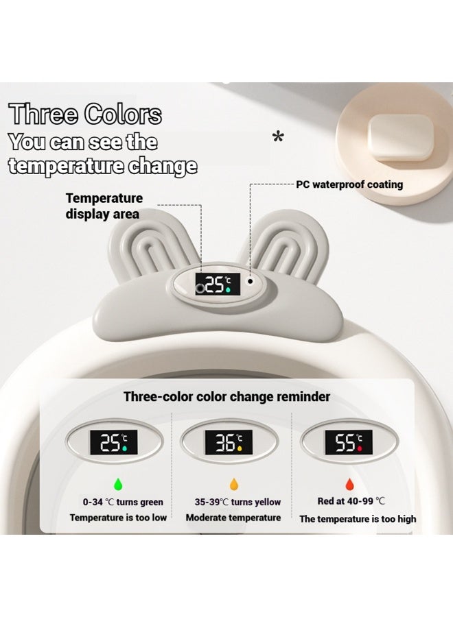 LEFAFA Foldable Baby Bathtub with Thermometer, Collapsible Baby Bathtub for Infants, with 3 Wash Basin and Soft Floating Cushion, Portable Travel Baby Bathtubs for Newborns to Toddlers 0-36 Months - Image 2