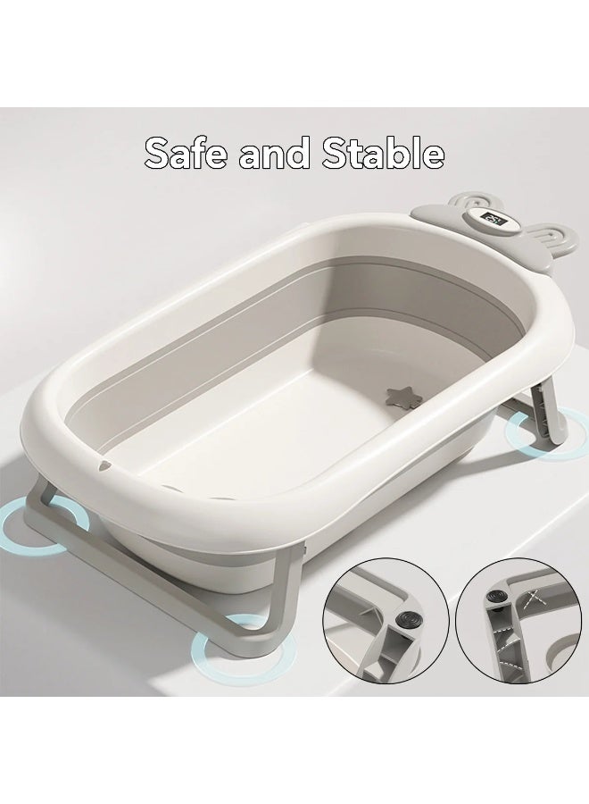 LEFAFA Foldable Baby Bathtub with Thermometer, Collapsible Baby Bathtub for Infants, with 3 Wash Basin and Soft Floating Cushion, Portable Travel Baby Bathtubs for Newborns to Toddlers 0-36 Months - Image 5