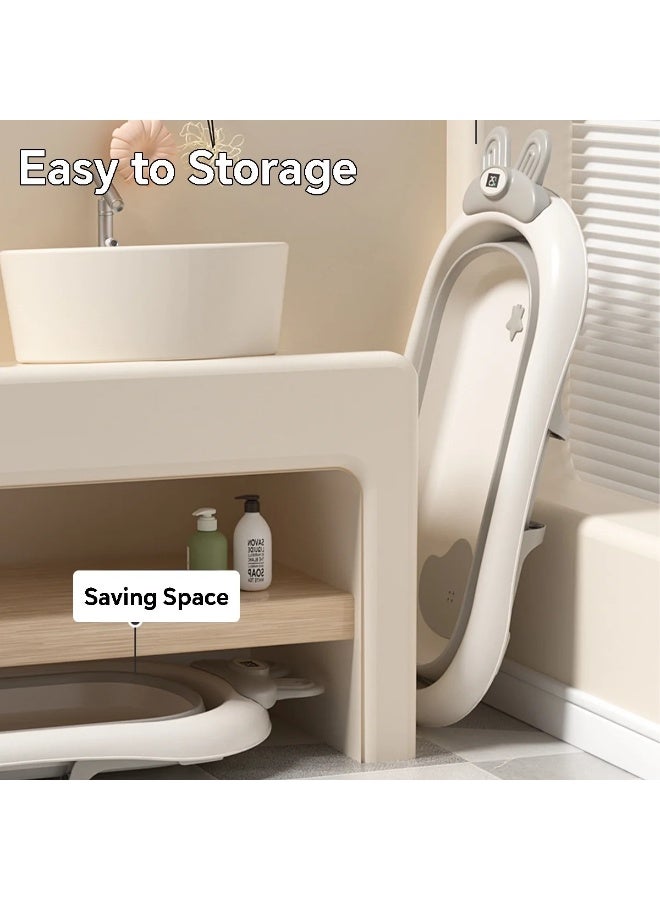 LEFAFA Foldable Baby Bathtub with Thermometer, Collapsible Baby Bathtub for Infants, with 3 Wash Basin and Soft Floating Cushion, Portable Travel Baby Bathtubs for Newborns to Toddlers 0-36 Months - Image 4