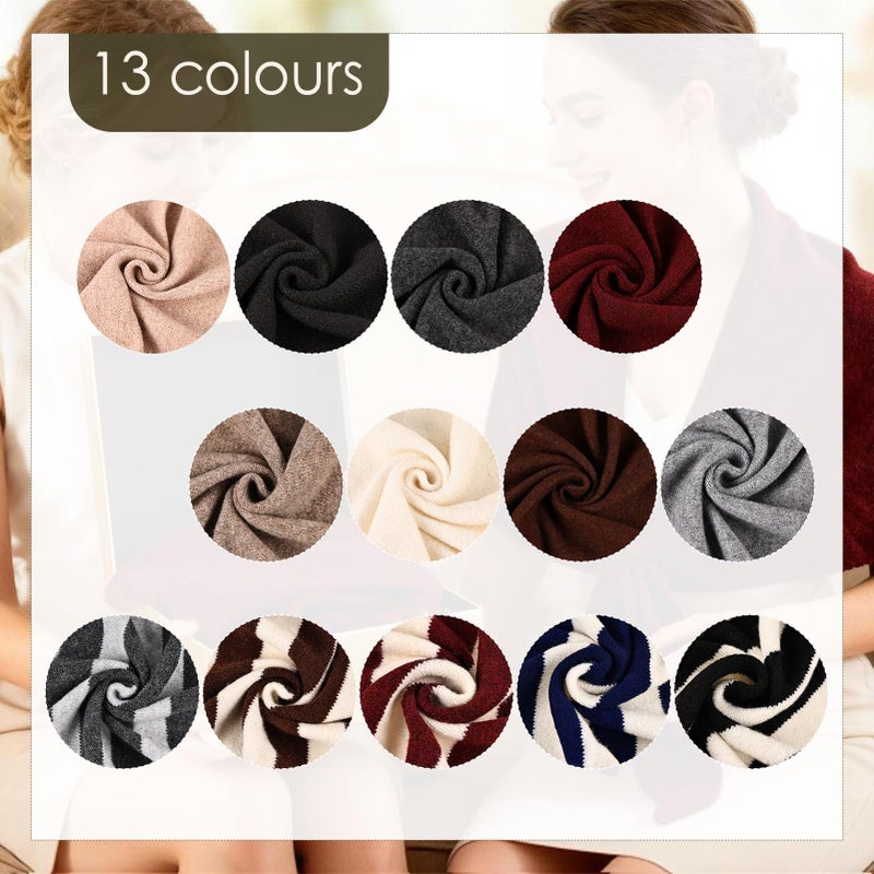 FeelfunFeather Shawl Wraps for Women Winter Knitted Triangle Cashmere Shawl Scarf Pashmina Cardigan Cape-White - Image 5