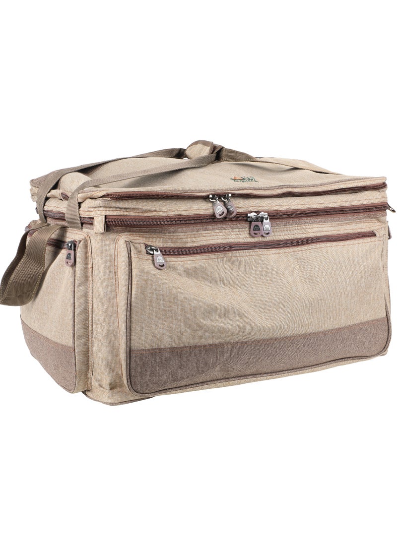 ALGHAFA Camping Tool Bag, Camping and Travel Cooking Organizer, Travel Bag with Mesh Pockets, Portable Bag for Cooking, Barbecue and Kitchen Tools, 36*44*66 cm, Oxford Canvas, PVC Lining, Wooden Color, Woven - Image 3
