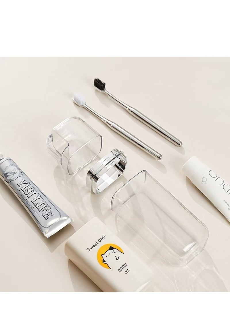 Portable Travel Toothbrush Cup 3 In 1 Multifunction Mouthwash Cups Toothbrush Toothpaste Case Holder  for Business Trips Camping Vacation - Image 2