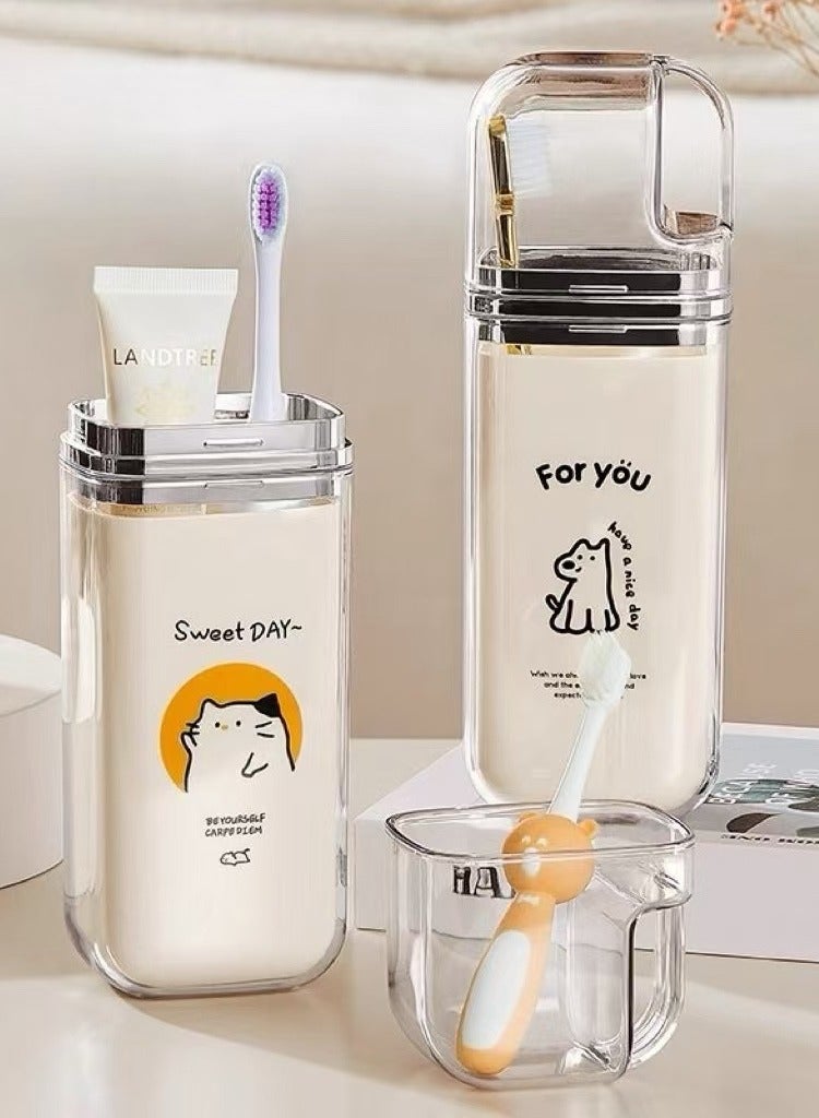 Portable Travel Toothbrush Cup 3 In 1 Multifunction Mouthwash Cups Toothbrush Toothpaste Case Holder  for Business Trips Camping Vacation - Image 5