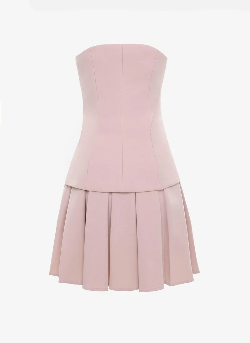 Lichi  Open-shoulder mini dress with a pleated skirt for Women | Best Price UAE