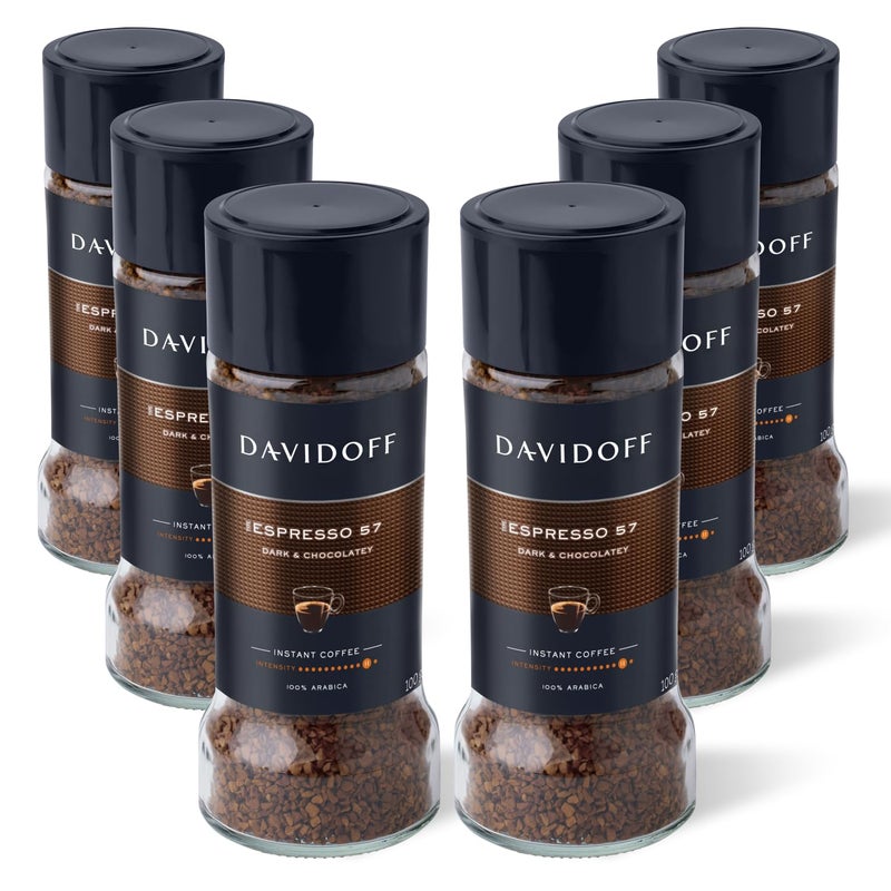 Davidoff Espresso 57 Intense Instant Coffee 11/12 Intensity - 100% Arabica, 3.53 oz 100g, Granule, Glass Bottle - Pack of 6 - Image 1