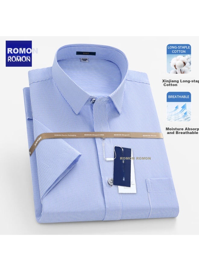 Romon Men's Short Sleeve Business Casual Work Shirt Moisture Wicking Breathable Men's Shirt D097 42 - Image 1
