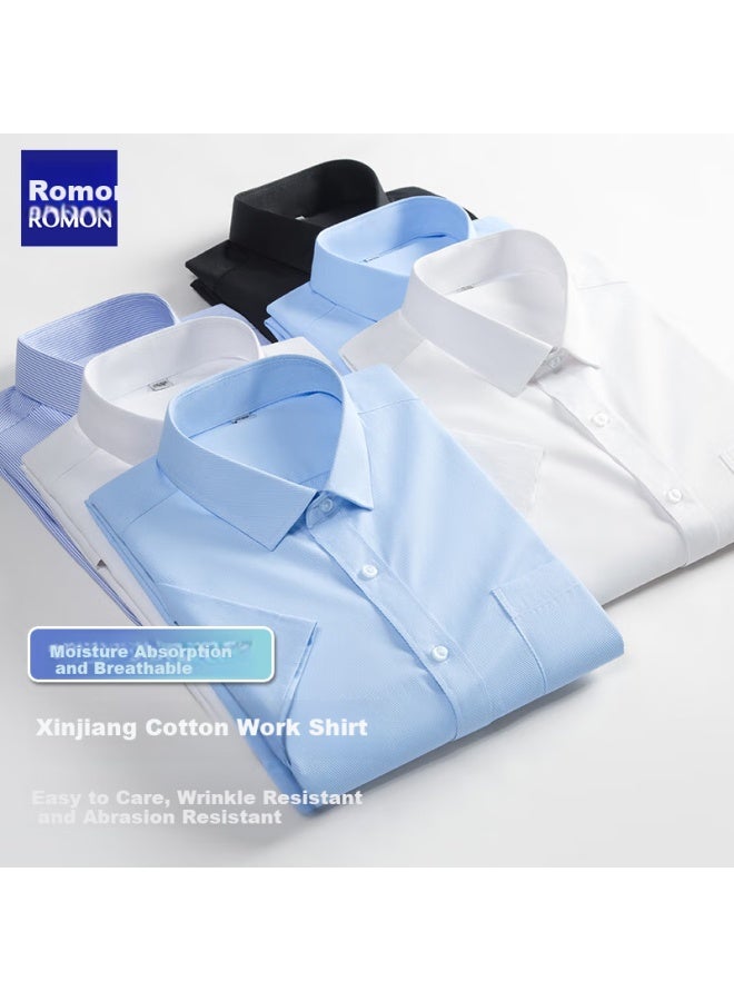 Romon Men's Short Sleeve Business Casual Work Shirt Moisture Wicking Breathable Men's Shirt D097 42 - Image 2
