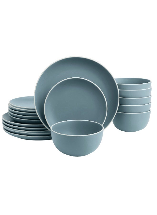 Feelings طقم عشاء من 18 قطعة من الخزف، أطباق، صحون، سلطانيات، يخدم 6 أشخاص باللون الأزرق - Image 1
